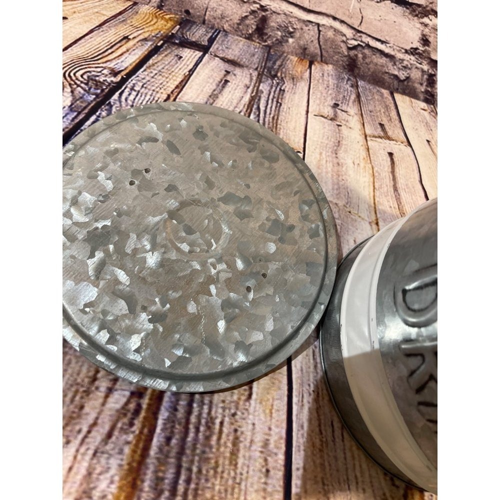 Unbranded Galvanized Metal Ice Bucket Silver White Drinks Rustic Farmhouse Decor - Picture 5 of 10